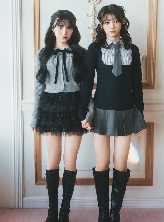 GRL 學院風襯衫式針織連身裙 2色 [OP0225]