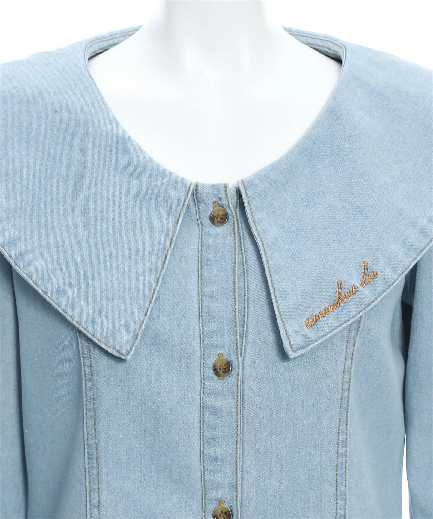 Clear 大領子牛仔連身裙 2色 [OP296]