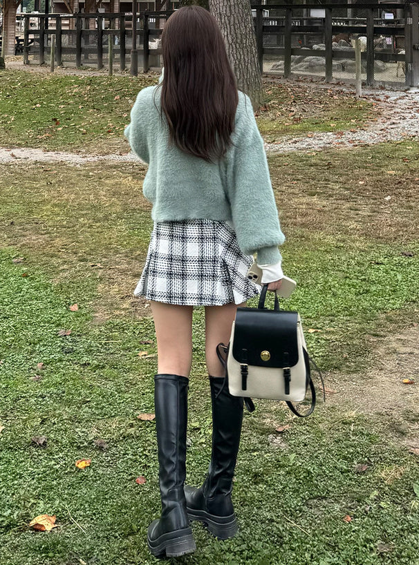 羽毛針織花卉珍珠紐扣外套 [OT174]