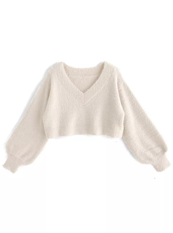 GRL 毛茸茸針織上衣 x 吊帶連身裙套裝 3色 [OP0133]