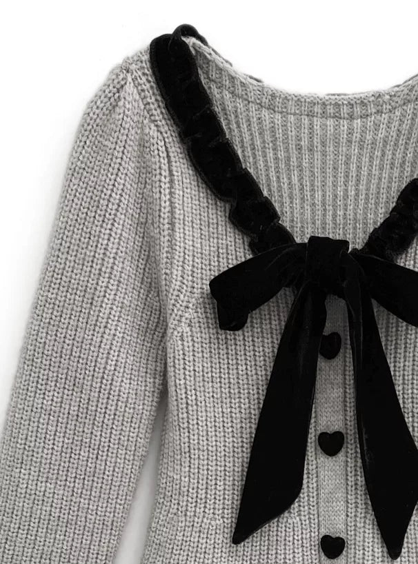 GRL 蝴蝶結緞帶針織喇叭連身裙 [OP0159]