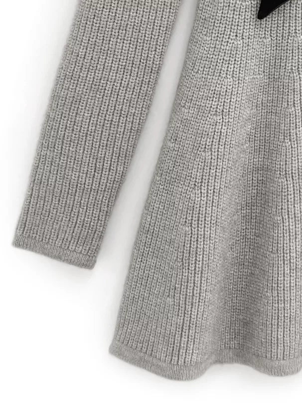 GRL 蝴蝶結緞帶針織喇叭連身裙 [OP0159]