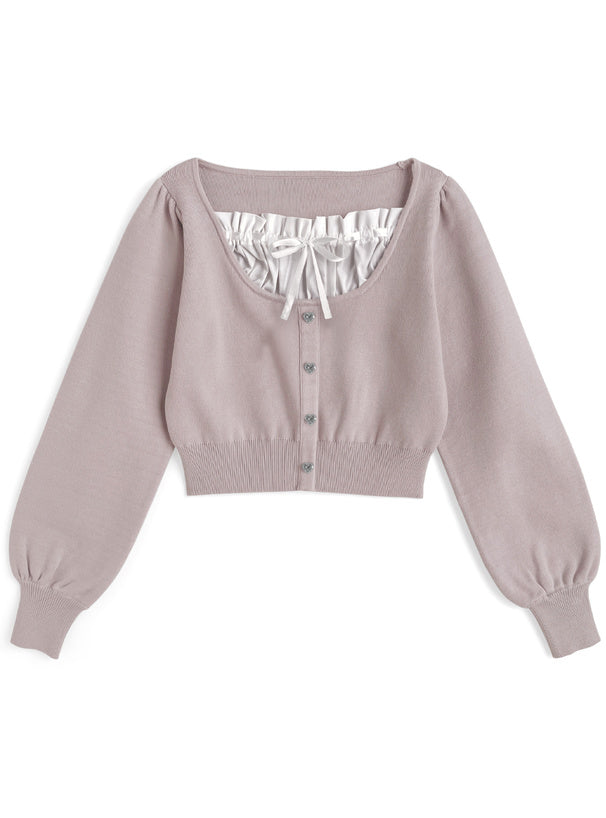 GRL 心型紐帶緞帶針織上衣 3色 [TP0227]