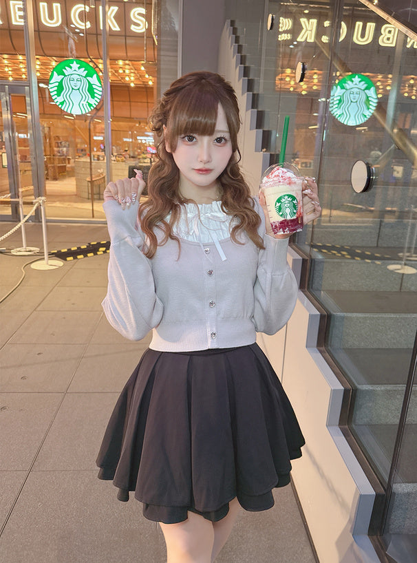 GRL 心型紐帶緞帶針織上衣 3色 [TP0227]