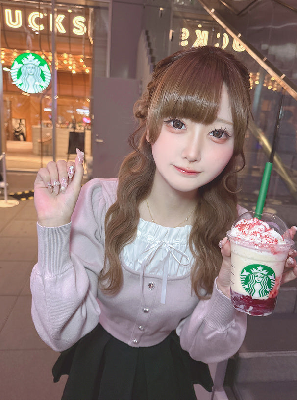 GRL 心型紐帶緞帶針織上衣 3色 [TP0227]