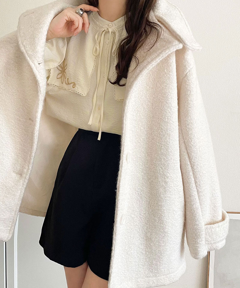 mily bilet 花卉刺繡領子襯衫 3色 [TP0232]