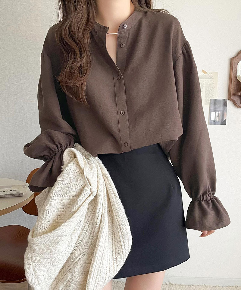 mily bilet 花卉刺繡領子襯衫 3色 [TP0232]