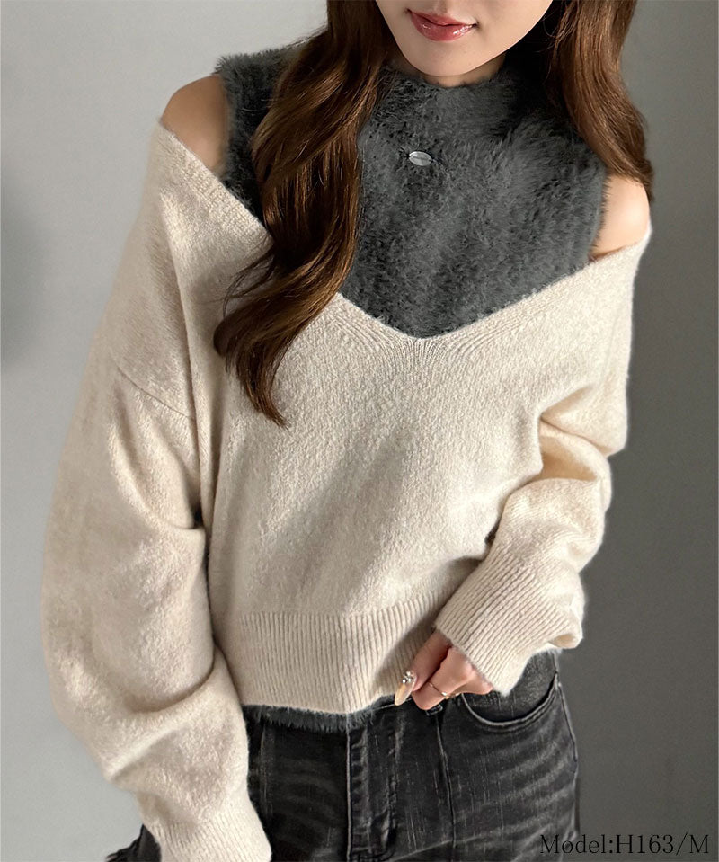 mily bilet 拼色針織上衣 3色 [TP0233]