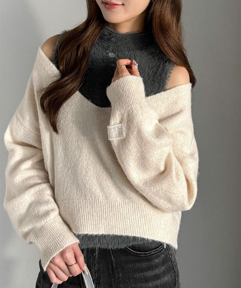 mily bilet 拼色針織上衣 3色 [TP0233]