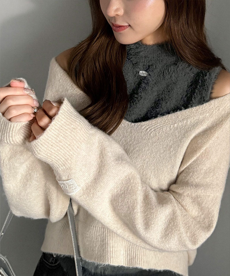 mily bilet 拼色針織上衣 3色 [TP0233]