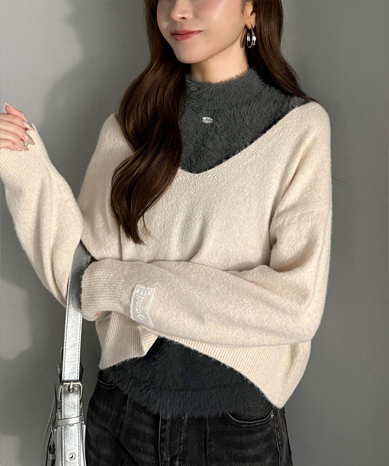 mily bilet 拼色針織上衣 3色 [TP0233]