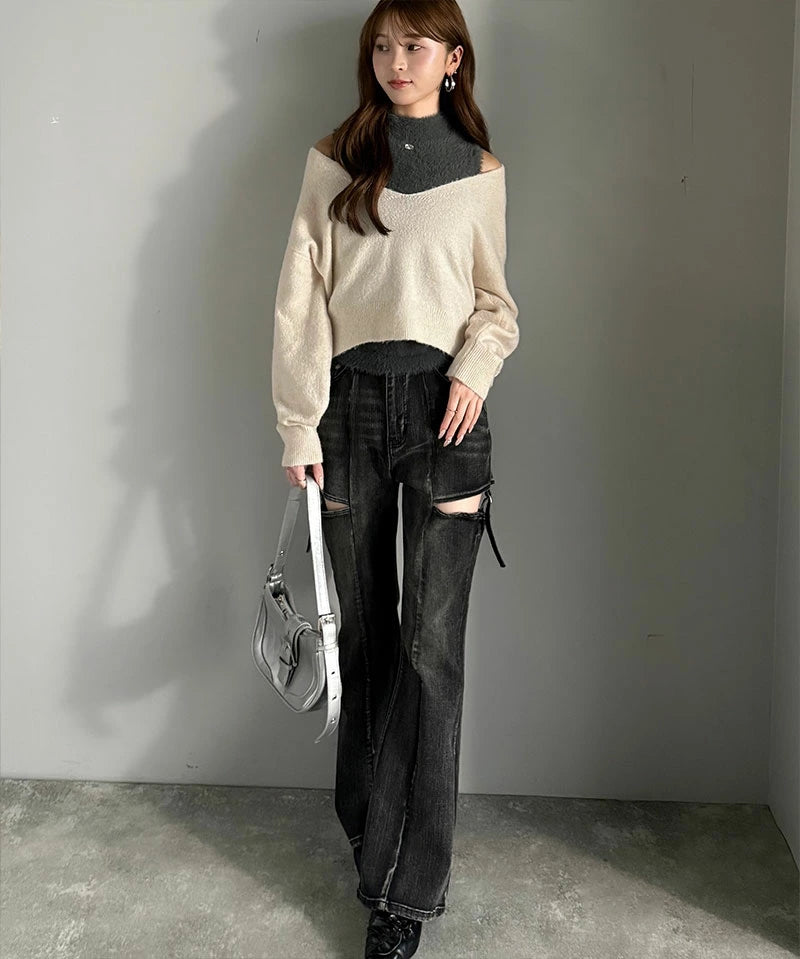 mily bilet 拼色針織上衣 3色 [TP0233]