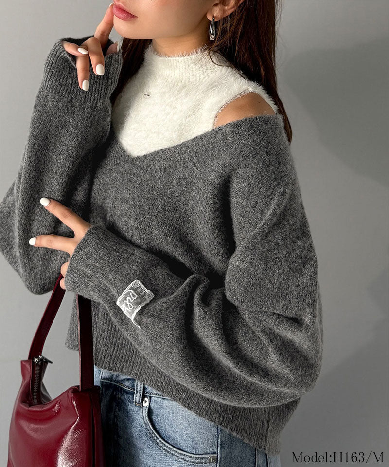 mily bilet 拼色針織上衣 3色 [TP0233]