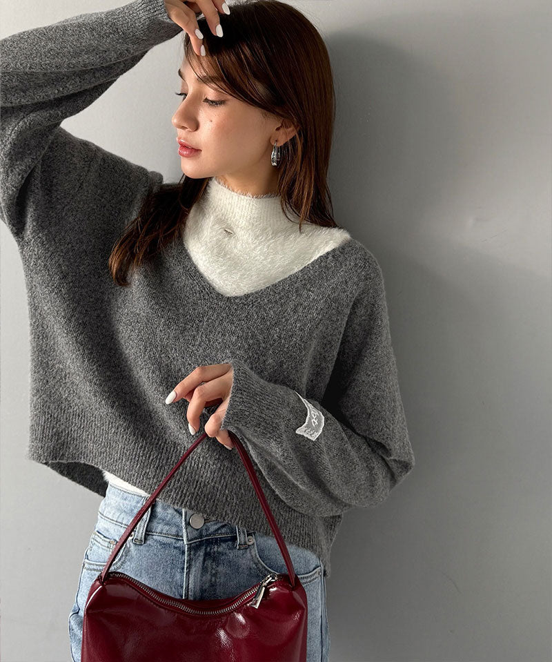 mily bilet 拼色針織上衣 3色 [TP0233]