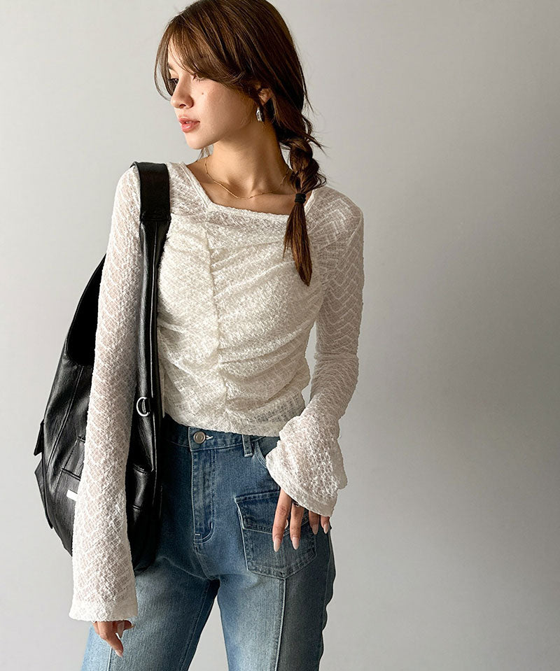 mily bilet 薄紗蕾絲上衣 3色 [TP0235]