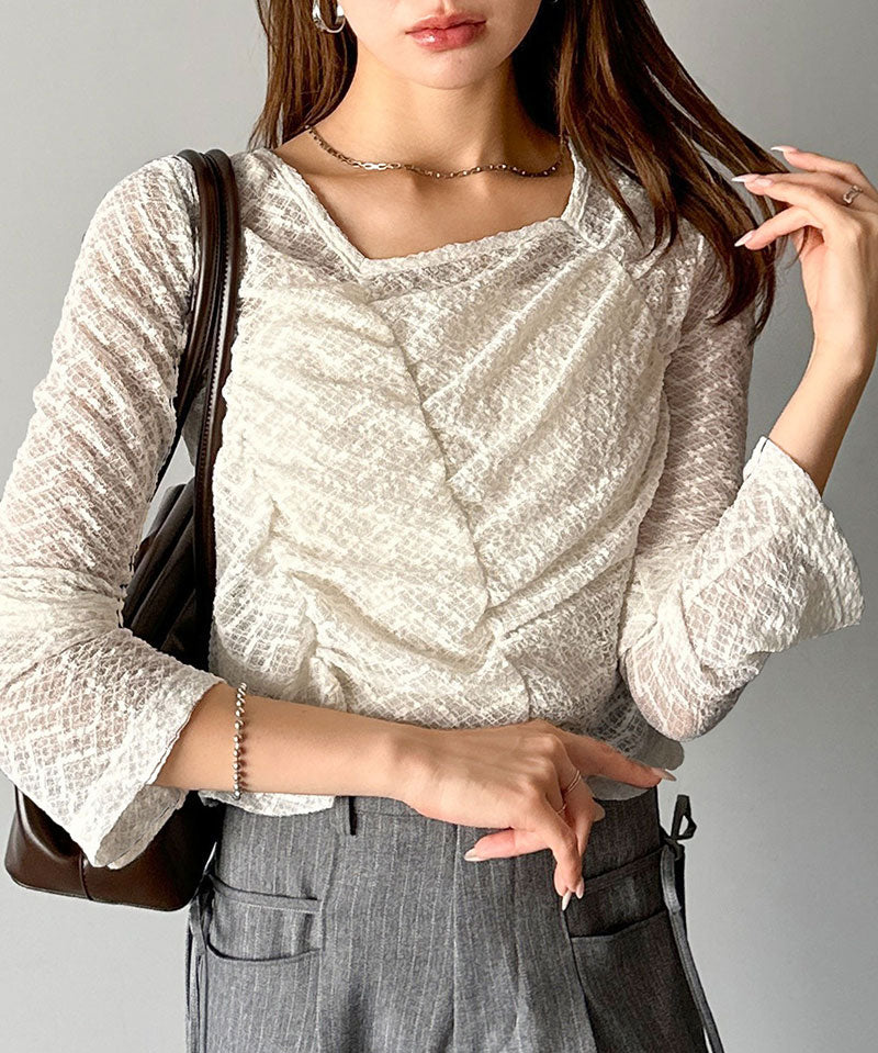 mily bilet 薄紗蕾絲上衣 3色 [TP0235]