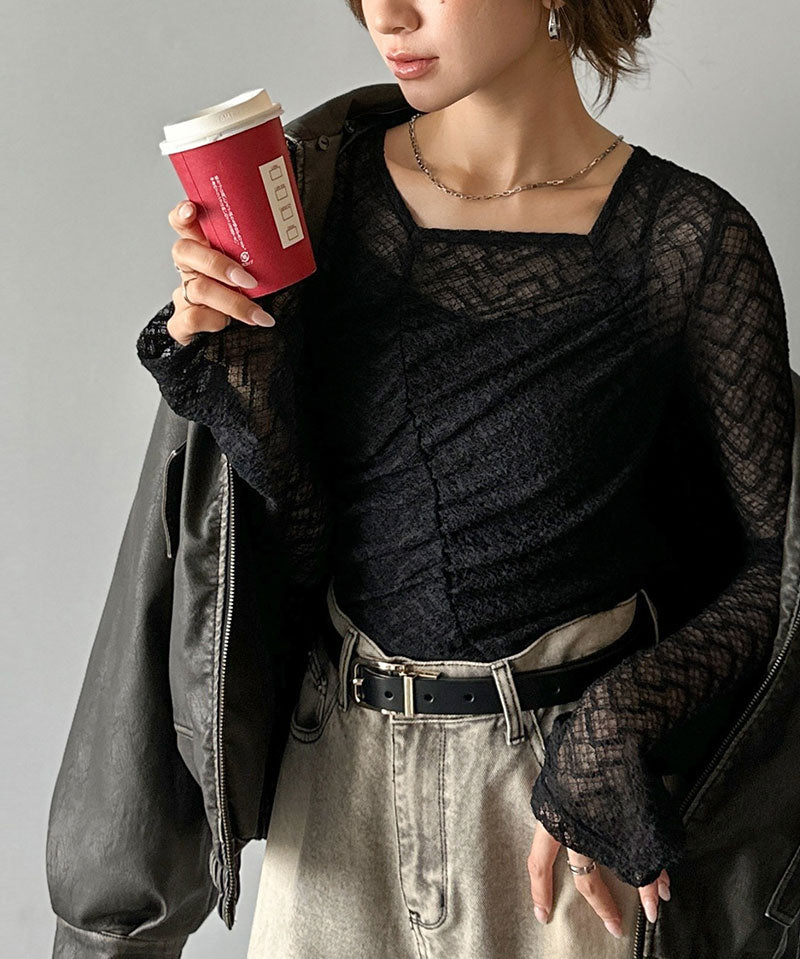 mily bilet 薄紗蕾絲上衣 3色 [TP0235]