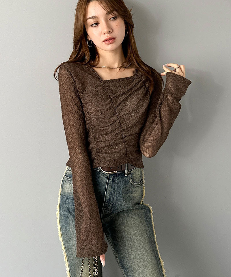 mily bilet 薄紗蕾絲上衣 3色 [TP0235]