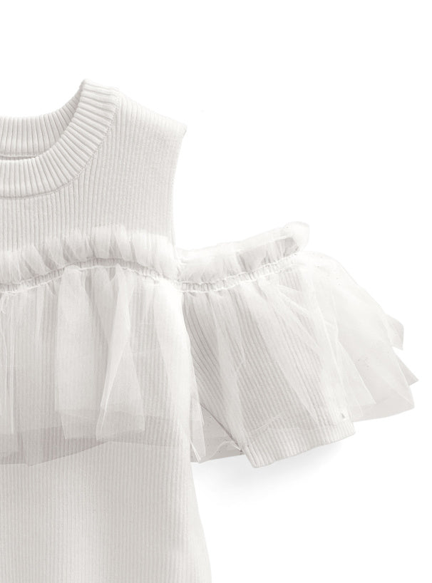 GRL 薄紗荷葉邊露肩針織上衣 2色 [TP291]