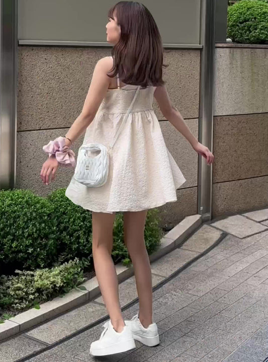 GRL 壓花吊帶喇叭連身裙 2色 [OP291]