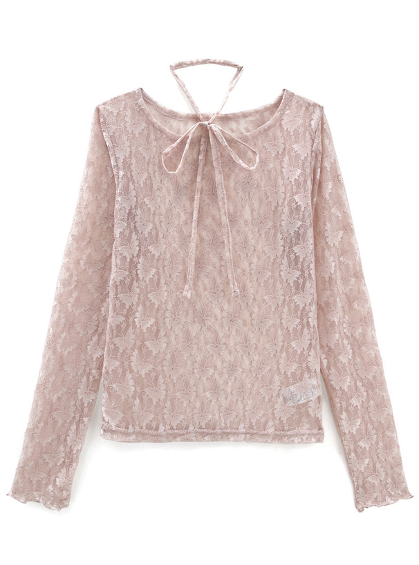 GRL 頸帶蝴蝶蕾絲上衣 3色 [TP0230]