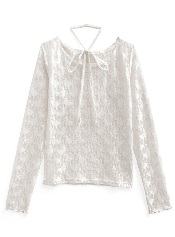 GRL 頸帶蝴蝶蕾絲上衣 3色 [TP0230]