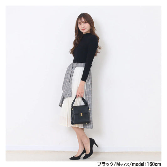 格子拼百摺裙 [BT87]