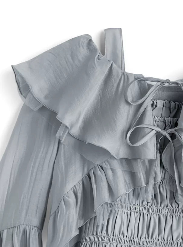 GRL 荷葉邊蝴蝶結短上衣 x 吊帶背心雪紡套裝 3色 [TP0202]