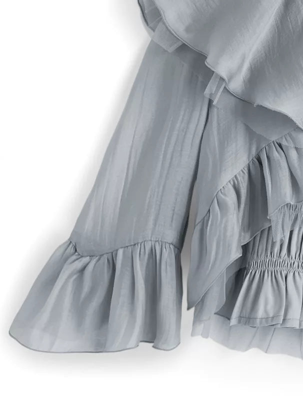 GRL 荷葉邊蝴蝶結短上衣 x 吊帶背心雪紡套裝 3色 [TP0202]