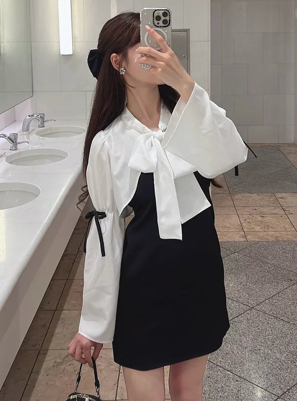 GRL 蝴蝶結襯衫 x 吊帶連身裙套裝 [OP0129]