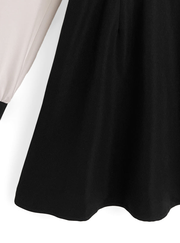 GRL 蝴蝶結拼色連身裙 [OP0219]