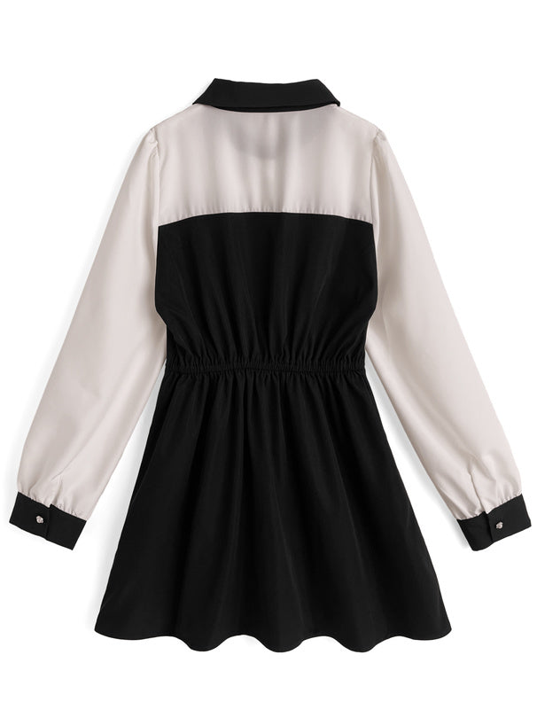 GRL 蝴蝶結拼色連身裙 [OP0219]