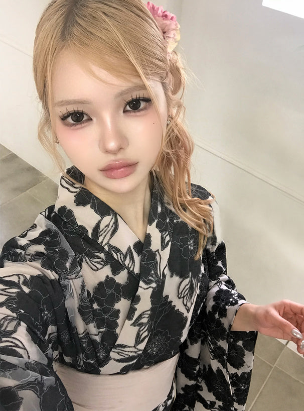 GRL 2way灰褐色層疊薄紗花卉 3件組 [YKT13]