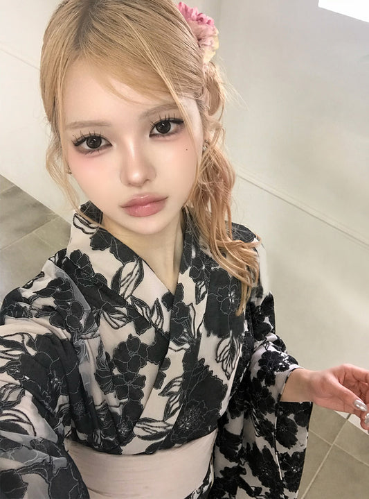 GRL 2way灰褐色層疊薄紗花卉 3件組 [YKT13]