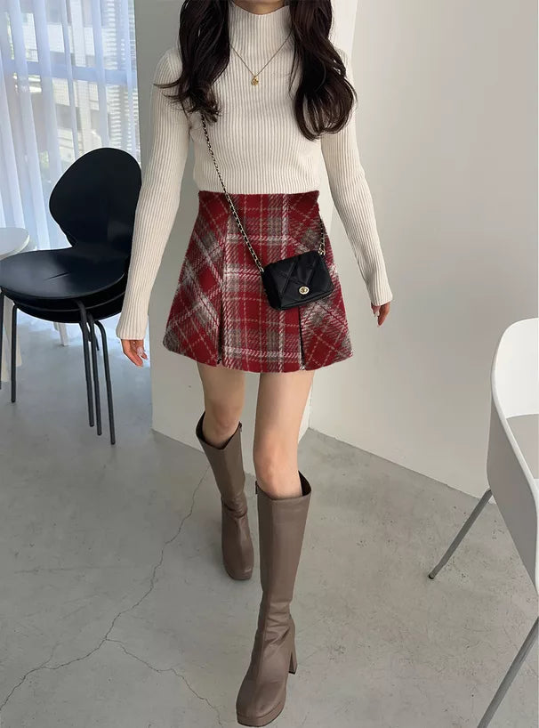 GRL 粗紗格紋短裙 [bt0176]