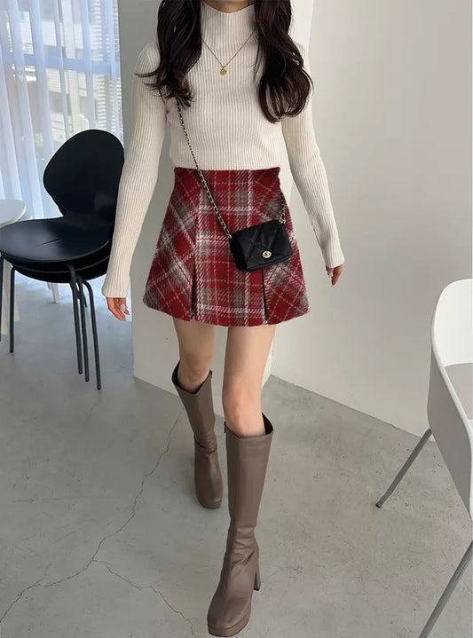 GRL 粗紗格紋短裙 [bt0176]