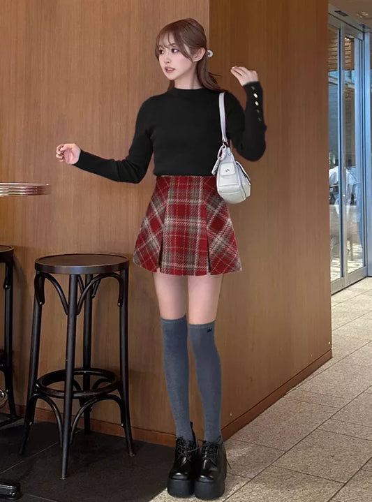 GRL 粗紗格紋短裙 [bt0176]
