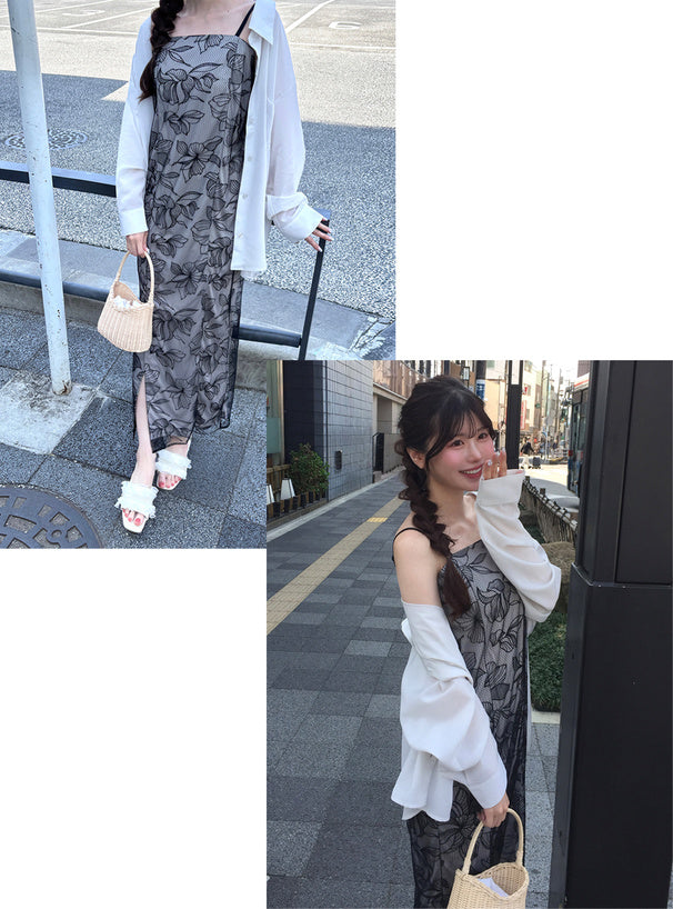 GRL 2way黑色薄紗花卉 3件組 [YKT15]