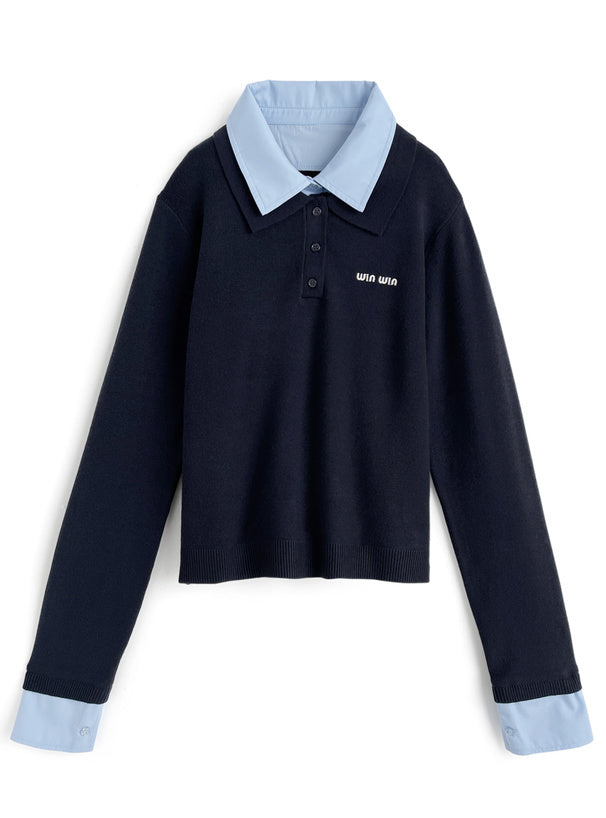 GRL 學院風翻領針織上衣 3色 [TP0223]