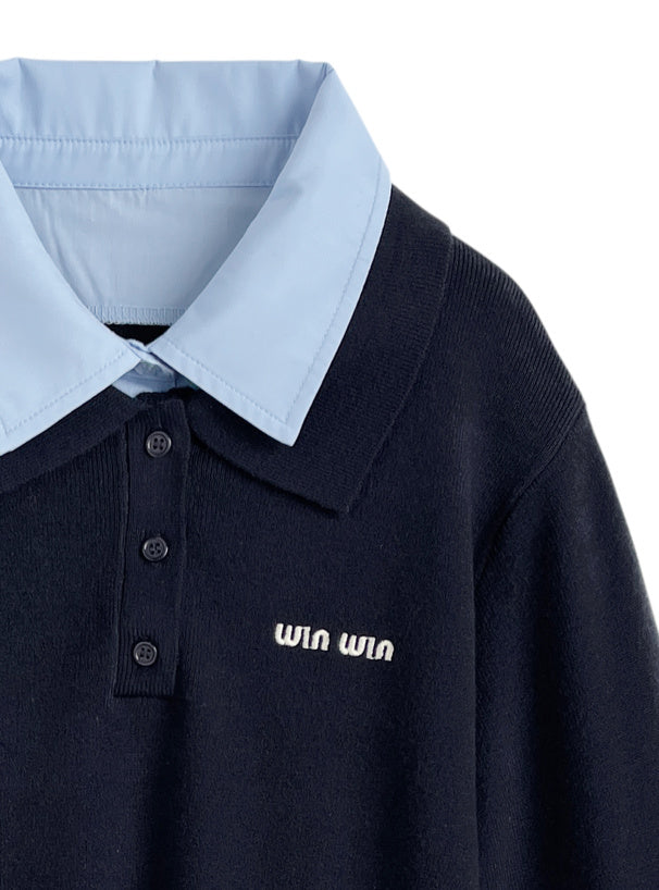 GRL 學院風翻領針織上衣 3色 [TP0223]