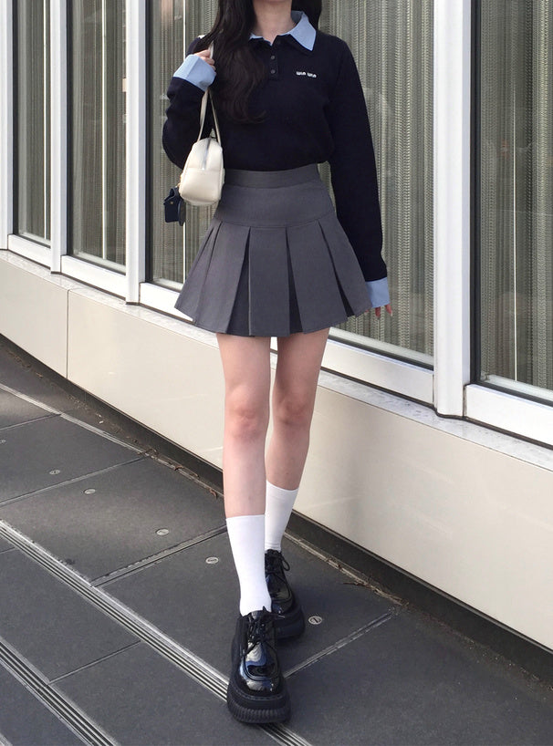 GRL 學院風翻領針織上衣 3色 [TP0223]