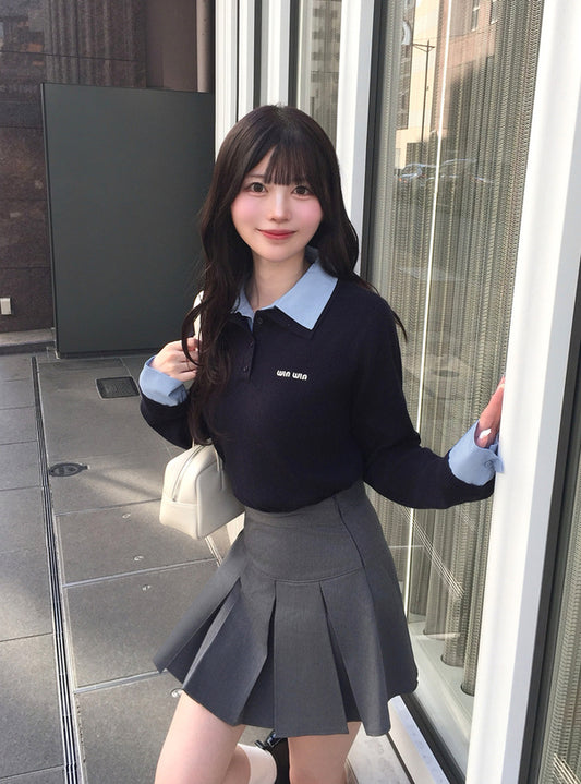 GRL 學院風翻領針織上衣 3色 [TP0223]