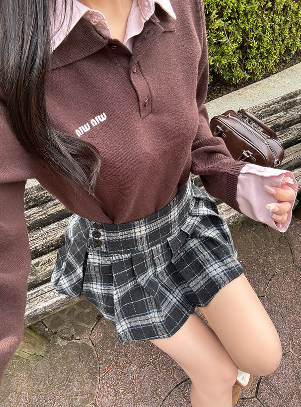 GRL 學院風翻領針織上衣 3色 [TP0223]