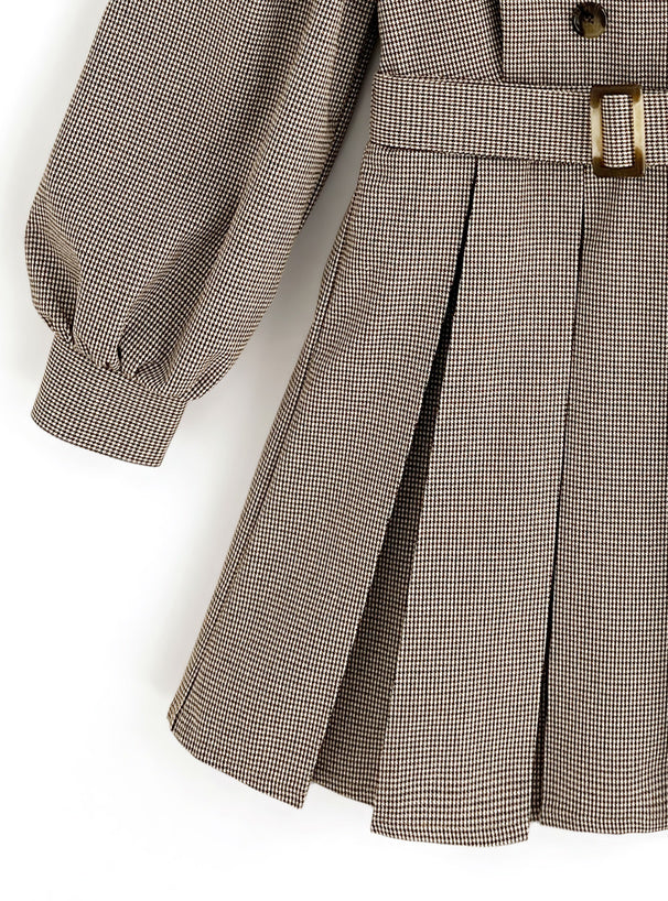 GRL 連腰帶格仔百摺連身裙 [OP154]