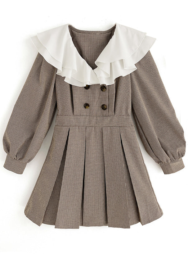 GRL 連腰帶格仔百摺連身裙 [OP154]