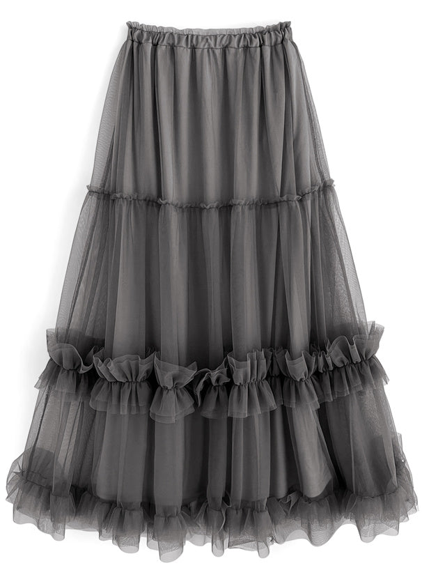 GRL 薄紗Ruffle層疊長裙 [BT053]