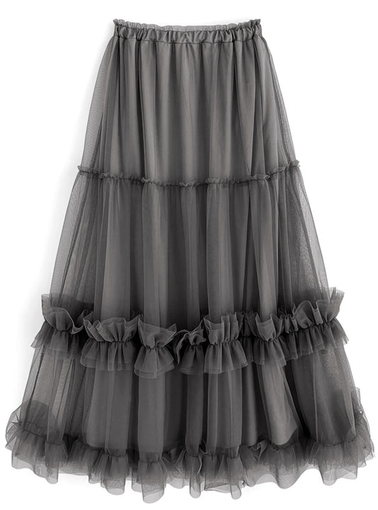 GRL 薄紗Ruffle層疊長裙 [BT053]