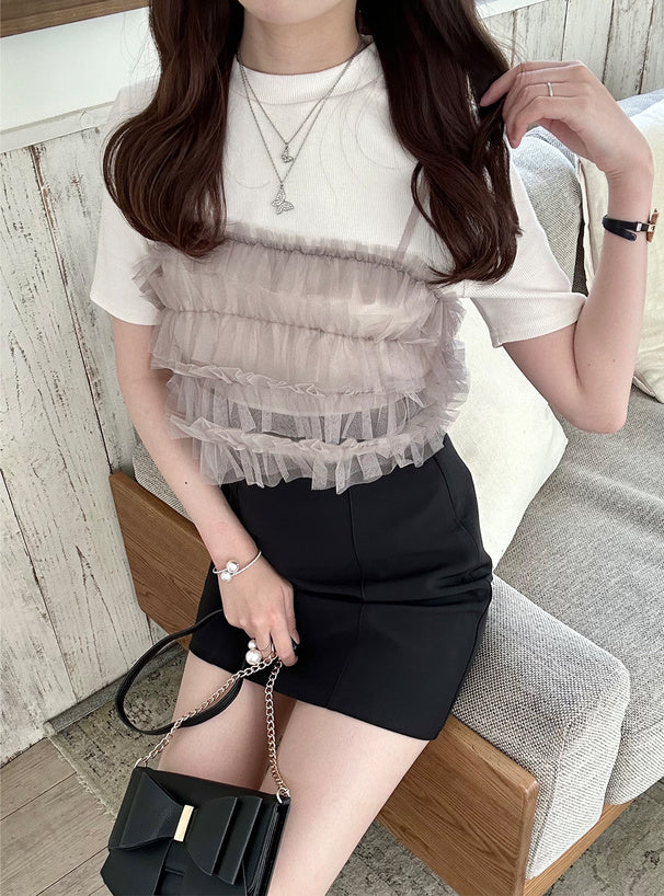 GRL Ruffle 吊帶胸衣 x 針織上衣套裝 [TP272]