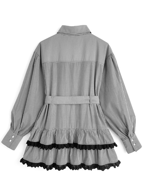 GRL Ruffle 蕾絲邊直紋連身裙 [OP0218]